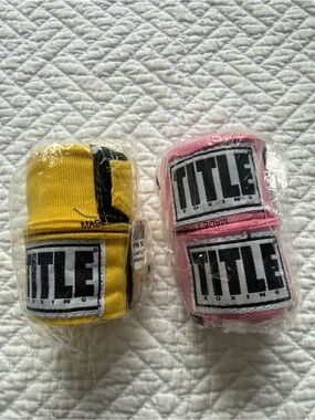 TITLE Boxing Hand Wraps — XL 180 Pink & Yellow NWOT set of 2